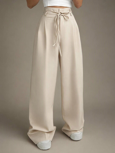 Elnivra High Waist Apricot Summer Extra Long Straight Leg Pants Women, Women, Tailored Pants For Women, Business Casual For Women