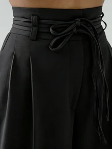 Elnivra Elegant Casual High-Waist Bow Tie Trousers For Women, Spring To Summer Commute Daily Wear Slimming Suit Pants - Black - View 4