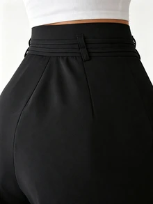 Elnivra Elegant Casual High-Waist Bow Tie Trousers For Women, Spring To Summer Commute Daily Wear Slimming Suit Pants - Black - View 5