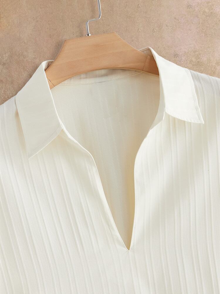 HIMLAND 2pcs/Set Men's Casual Tropical Vertical Stripe Regular Shoulder Curved Hem Shirt And Pants Set Halloween Winter Autumn Beach Vacation Off-White - Multicolor - View 6