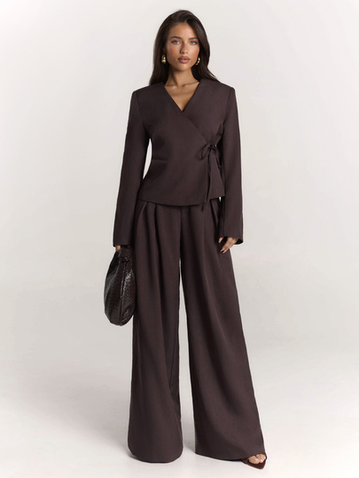 SHEIN BAE Women's Fitted Button-Up Pocket Set