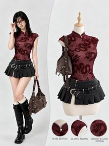 Elamini Elegant Lace Camisole Top For Women - Burgundy - View 1