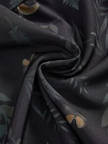 ROMWE Goth Gaun Tanpa Lengan Motif Bulan Sabit & Tanaman Vintage Gaya Bohemian untuk Liburan Pantai Musim Semi/Panas Wanita Ukuran Besar - Hitam - View 5