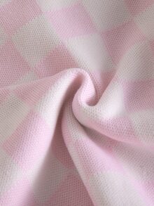 Bộ váy len họa tiết kẻ caro và áo cardigan cho bé gái mùa đông - Hồng - Xem 8