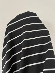 SHEIN Maternity Round Neck Colorblock Striped Pattern Fashion Casual Dress - Black and White - View 4