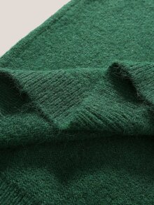 Manfinity CasualKnits 男士深綠色針織開襟衫，秋冬粗針純色都會時尚休閒款，適合丈夫，正式半正式度假穿搭，街頭風，登山防風外套 - 綠色 - 查看 3