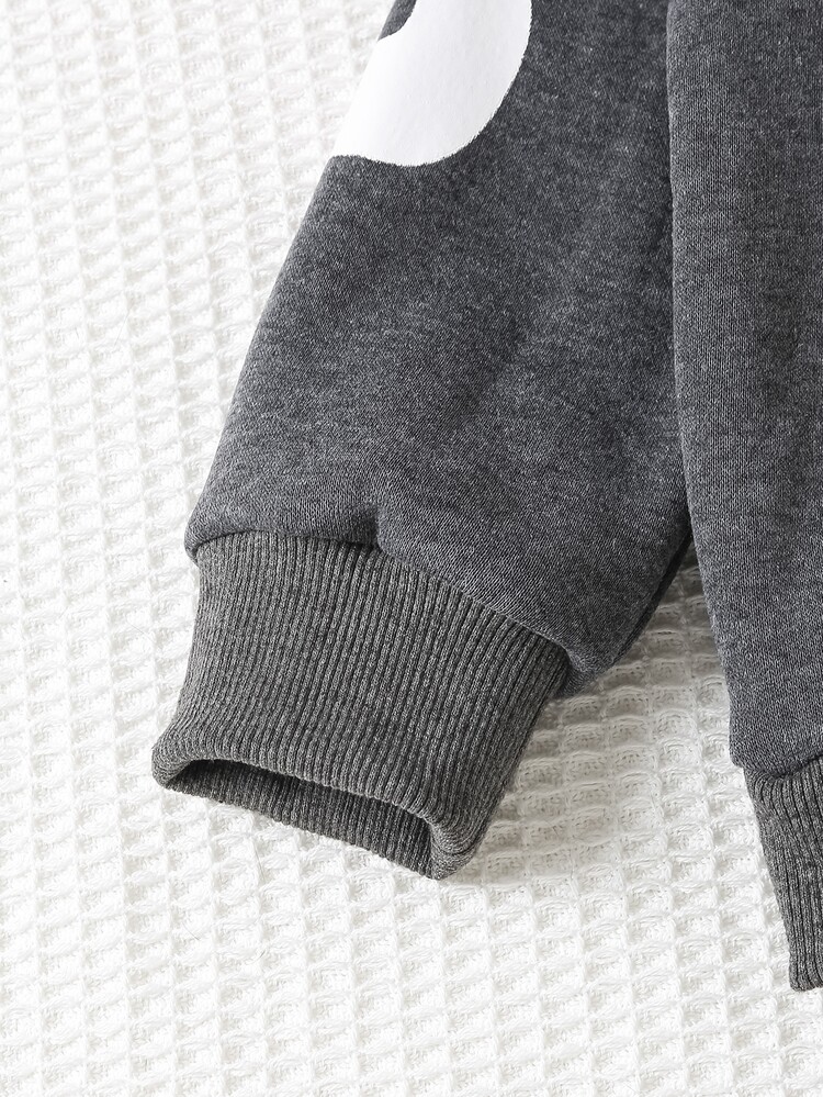 Genkimix Kids 2pcs/Set Boy Casual Sports Street Style Graphic Tricolor Striped Sweatshirt + Pants, Suitable For Daily Wear, School, Travel, Sports, Spring/Autumn, - Grey - View 7