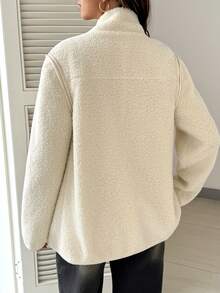 SHEIN Maternity Autumn/Winter Stand Collar Zipper Placket Long Sleeve With Pockets Warm 3-In-1 Jacket Fall/Winter Casual Going Out Gold Cream - Khaki - View 5
