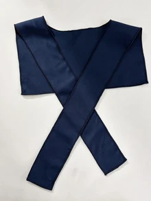 SHEIN 女童海軍藍連帽衛衣套裝，附純色披肩 3 件組，刷毛寬鬆慢跑褲 2 件組，秋季/ 7 歲生日嬰兒 - 藍色 - 查看 8