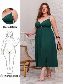 Wellenrocha Plus Size Women's Sleeveless Twist Knot Cami Summer Dress, Beach Dress Sundress, Holiday Outfits Boho, For Pear And Triangle Body Shape - Teal Blue - View 1