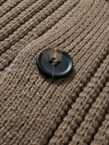 Manfinity Homme Men's Solid Color Long Sleeve Single-Breasted Casual Knit Cardigan - Khaki - View 3