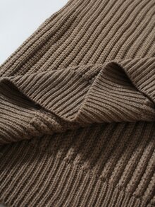 Manfinity Homme Men's Solid Color Long Sleeve Single-Breasted Casual Knit Cardigan - Khaki - View 6