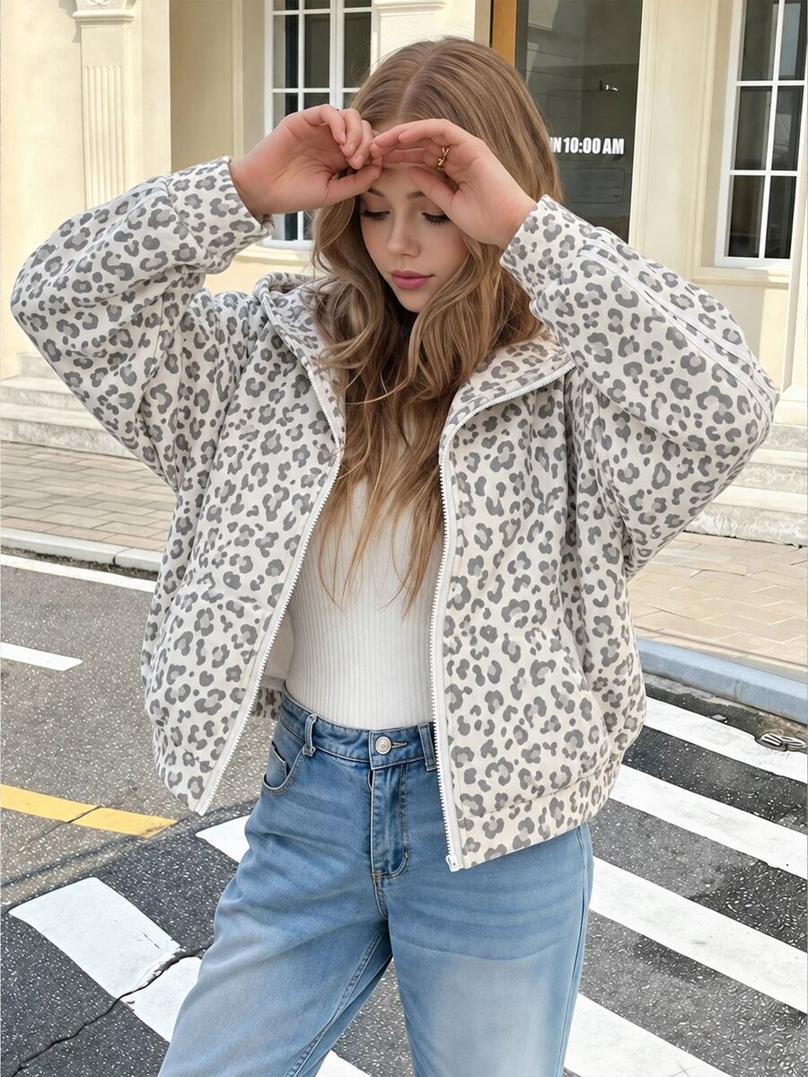 Teen Girls Long Sleeve Autumn/Winter Solid Color Fashion Streetwear Baggy Bow Sweatshirt Jacket, Comfortable Fleece Fabric, Stylish Sleeve Work White