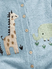 SHEIN Newborn Baby Girl Autumn/Winter Cute Cartoon Pattern Long Sleeve Sweater Romper - Baby Blue - View 8
