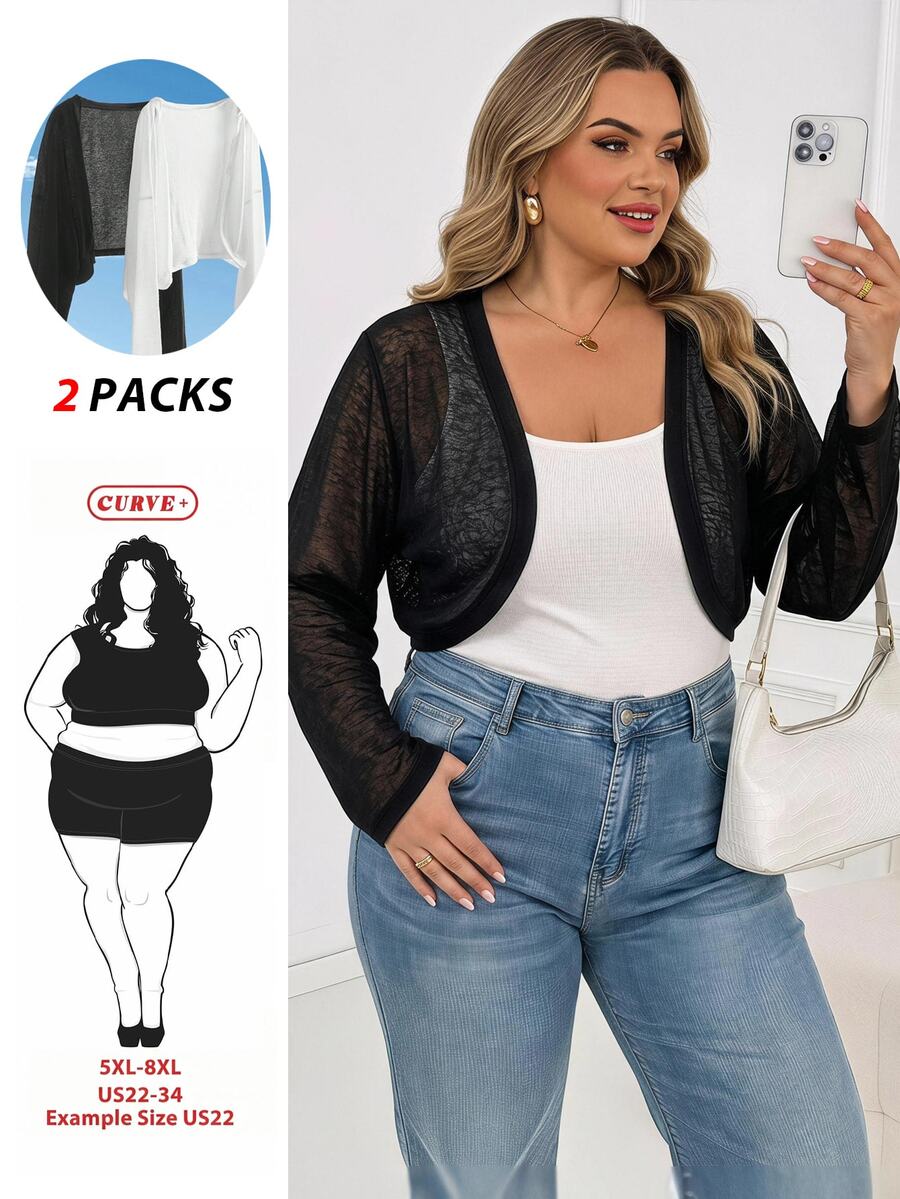 SHEIN CURVE+ Curves 大尺碼開學服飾 黑白兩件套 2026 22W - 黑與白 - 查看 1