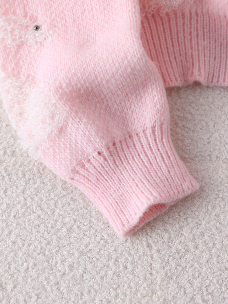 SHEIN Genkimix Kids Fashion Casual Sweet Cherry Pullover Sweater For Girls - Pink - View 5