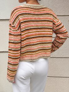 Autumina Fashionable Loose Colorful Women's Cardigan - Multicolor - View 2