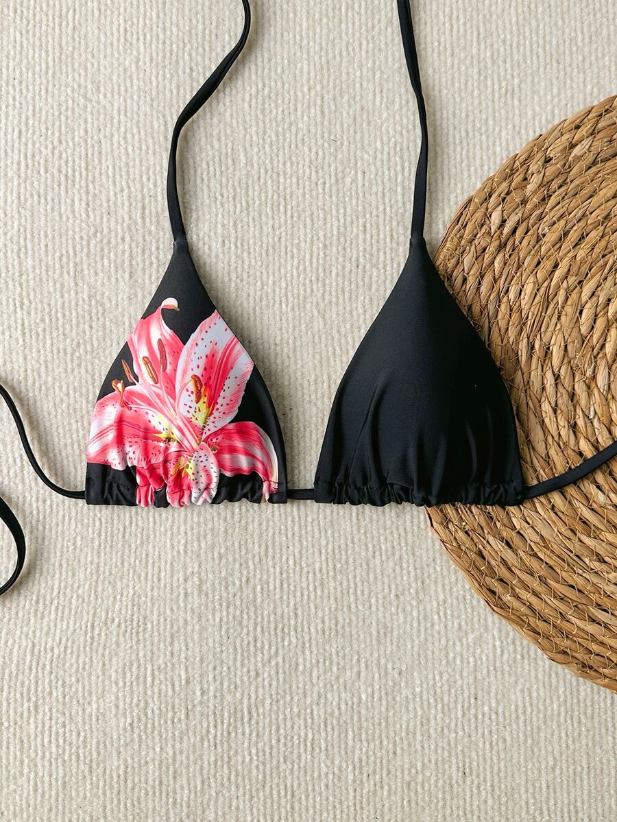 SHEIN Swim New Summer Fashion Beachwear: Sexy And Elegant Floral Print Bikini Top –Swimsuits For Woman.Vacation Outfits Women.
