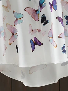 Lacomfia Plus Size Women's Fashionable Butterfly Printed Long Sleeve Shirt Fall Cloth For Women - White - View 6