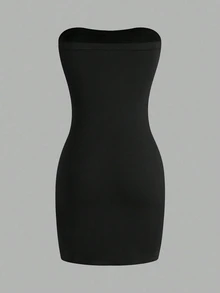 Sweetra Women'S Black Strapless Dress Mini Short Women Outfit - Black - View 2