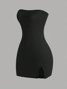 Sweetra Women'S Black Strapless Dress Mini Short Women Outfit - Black - View 5