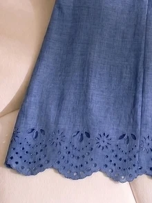 藍色嬰兒女童無袖度假荷葉邊洋裝 流暢剪裁 秋季 幼兒園 1歲生日 7歲生日 仙女公主風 - 藍色 - 查看 5