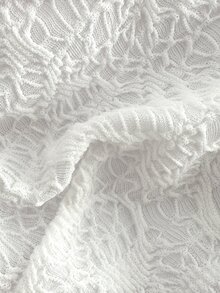 Swim Mod Women's Spring/Summer New Lace Pattern Fabric Contrast Plaid Trim Triangle Bikini Set, 2 Pieces Sweet Beach Vacation Swimsuit - White - View 8
