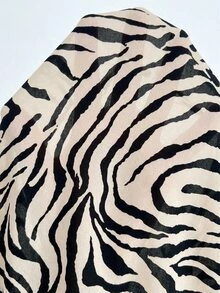 Aloruh Elegant Batwing Sleeve Double-Breasted Zebra Print Minimalist Shirt, Suitable For Commuting And Daily Outings - Beige - View 6