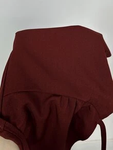 SHEIN EZwear Tank Top Wanita Kasual Warna Polos dengan Kancing Depan dan Leher Halter, Musim Panas, Atasan Musim Panas - Burgundy - View 8