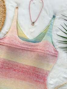 Sweetina Vestido de suéter casual sin mangas con cuello redondo y estampado integral de talla grande - Multicolor - Ver 6