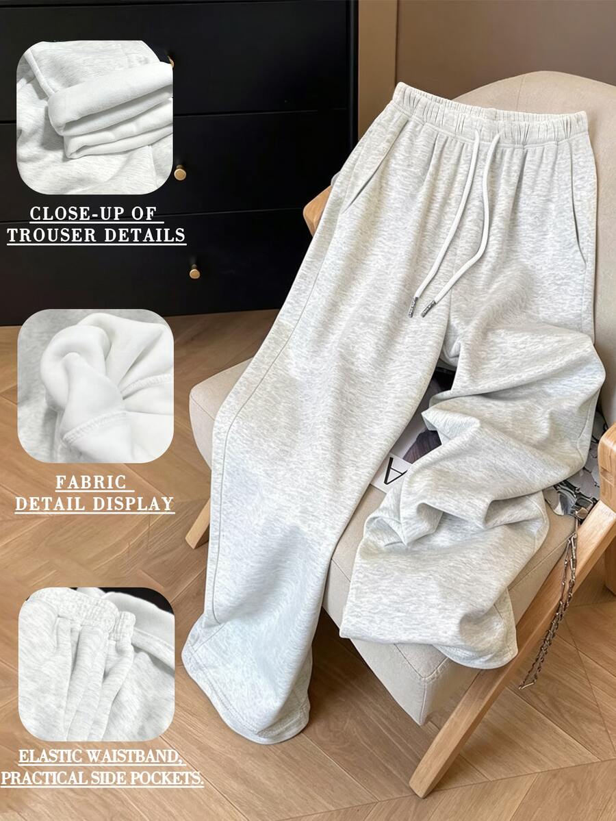 Resyla Vintage American Y2K Fashion Minimalist Men's Sweatpants - Grey - View 1