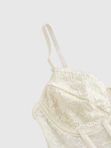 SHEIN Sweetina Lace Cami Black Corset Top Solid Color Simple Fashion - Apricot - View 6