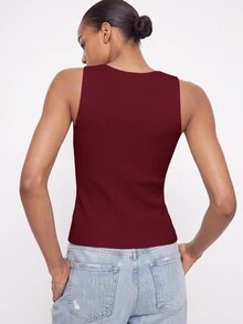 Maija Women's Solid Color Casual Versatile Daily Knit Top - Burgundy - View 6