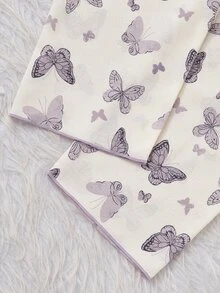 2pcs/Set Teen Girl Apricot Bow Print Long Sleeve Cardigan And Pants Casual Comfortable Loungewear - Apricot - View 9