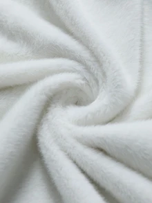 Easura Plus Size Women's Autumn/Winter Plush Fabric Casual Daily Jacket - White - View 5