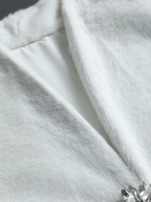Easura Plus Size Women's Autumn/Winter Plush Fabric Casual Daily Jacket - White - View 4