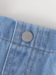 SHEIN Playful Pals Infant/Baby BoyCasual Jeans, Soft Denim Fabric, Elastic Waist, Straight Leg, Versatile For Daily Wear, All Season Autumn Fall - Light Wash - View 6