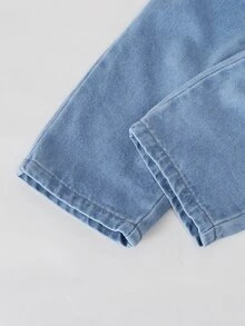 SHEIN Playful Pals Infant/Baby BoyCasual Jeans, Soft Denim Fabric, Elastic Waist, Straight Leg, Versatile For Daily Wear, All Season Autumn Fall - Light Wash - View 5