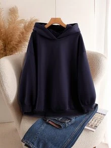 SHEIN CURVE+ Plus Size Women Casual Minimalist Vacation Ocean Life Sea Turtle Print Sweatshirt In Fall/Winter - Navy Blue - View 5