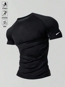 Acti Log Men's Plus Size Raglan Short Sleeve Casual Fitness Sports T-Shirt - Black - View 5