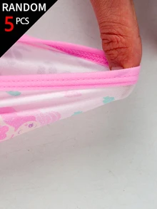 SHEIN [Random 5-Pack] Girls' Briefs, Pink-Purple Cute Bow & Mermaid Prints, Sweet Back-To-School Gift For Young Girls Autumn Fall - Multicolor - View 8