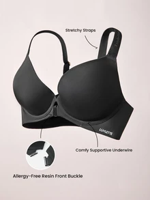 LUVLETTE Dream Curve Support +Smooth  Front Closure Full Coverage Support Push Up T-Shirt Black Basic Bra - Black - View 2