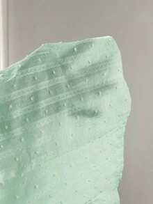 Elamini 女款休閒可愛復古甜辣風紋理提花收腰修身短袖上衣，適合度假、早午餐、野餐，綠色波點夏季襯衫 - 薄荷綠 - 查看 8
