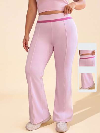 SHEIN Sovereign Charm Women's Plus Size Colorblock High Waist Daily Fitness Sports Leggings