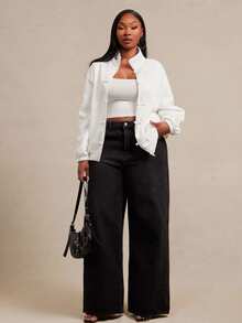 SHEIN SXY White Frog Button Decor Long Sleeve Loose Jacket Fall - White - View 7