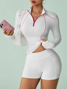 SHEIN Sovereign Charm Women's Colorblock Casual Daily Wear Sports Sweatshirt - Multicolor - View 6