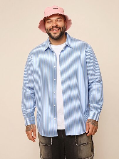 EASEVO Men's Plus Size Casual Striped Long Sleeve Shirt Halloween Winter Party Autumn 