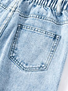 Tween Girls' Pocketed Wide Leg Loose Casual Frayed Hem Jeans, Suitable For Everyday Wear Summer School Sports Light Blue Autumn Winter - Light Wash - View 10