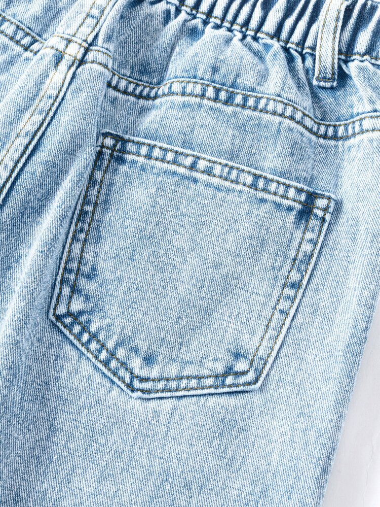 Tween Girls' Pocketed Wide Leg Loose Casual Frayed Hem Jeans, Suitable For Everyday Wear Summer School Sports Light Blue Autumn Winter - Light Wash - View 9