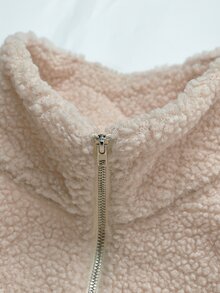 Balvessa Women's Minimalist Fashion Zipper Long Sleeve Jacket For Daily Wear - Apricot - View 5
